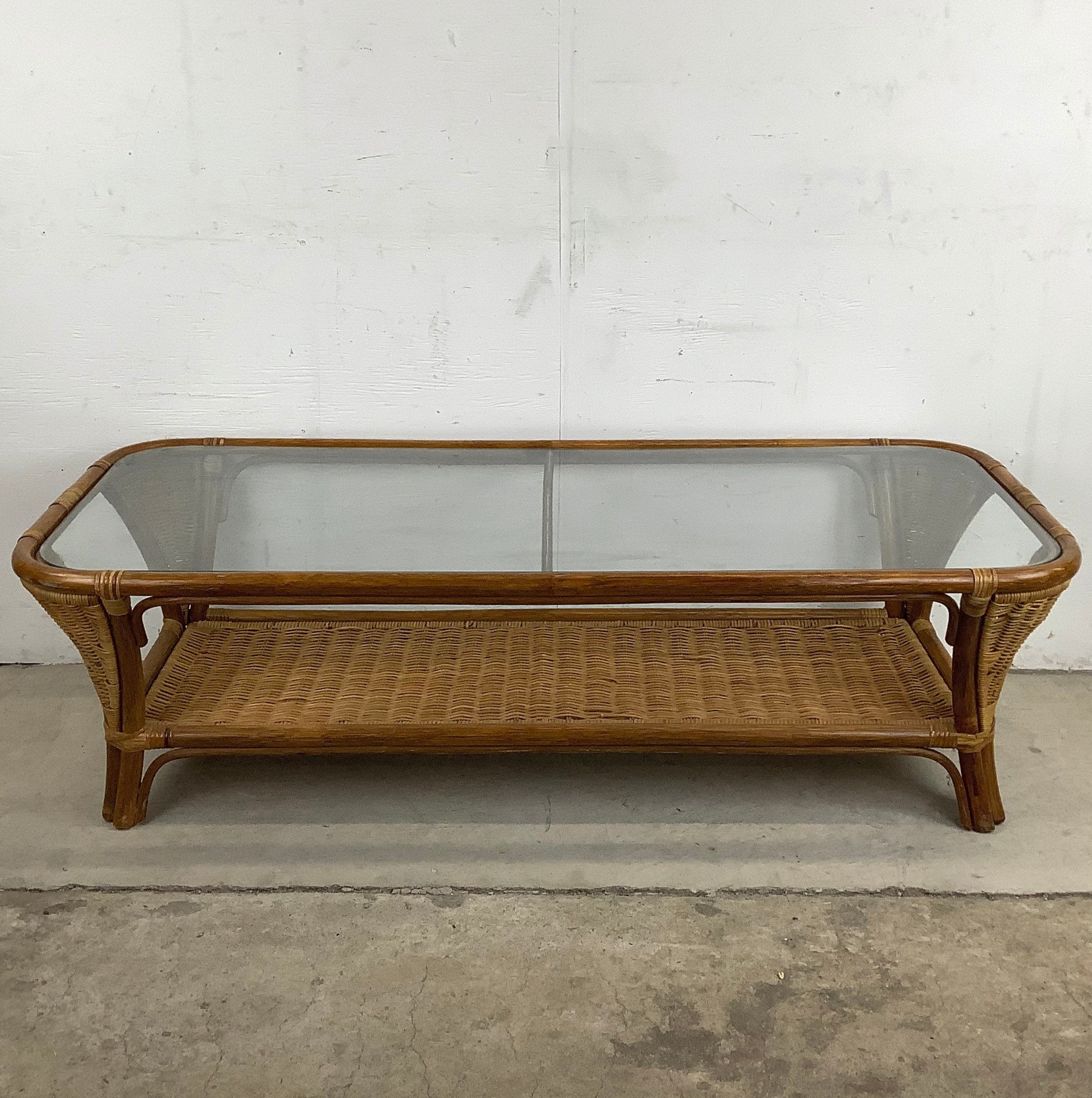 Vintage Modern Faux Bamboo And Glass Top Coffee Table – secondhand stories