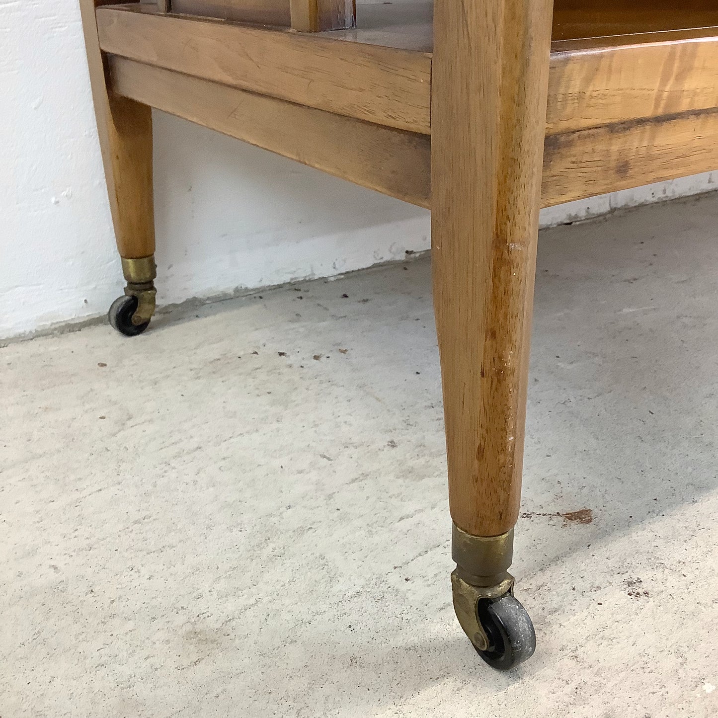 Vintage Rolling Bar Cart With Inlaid Stone Top