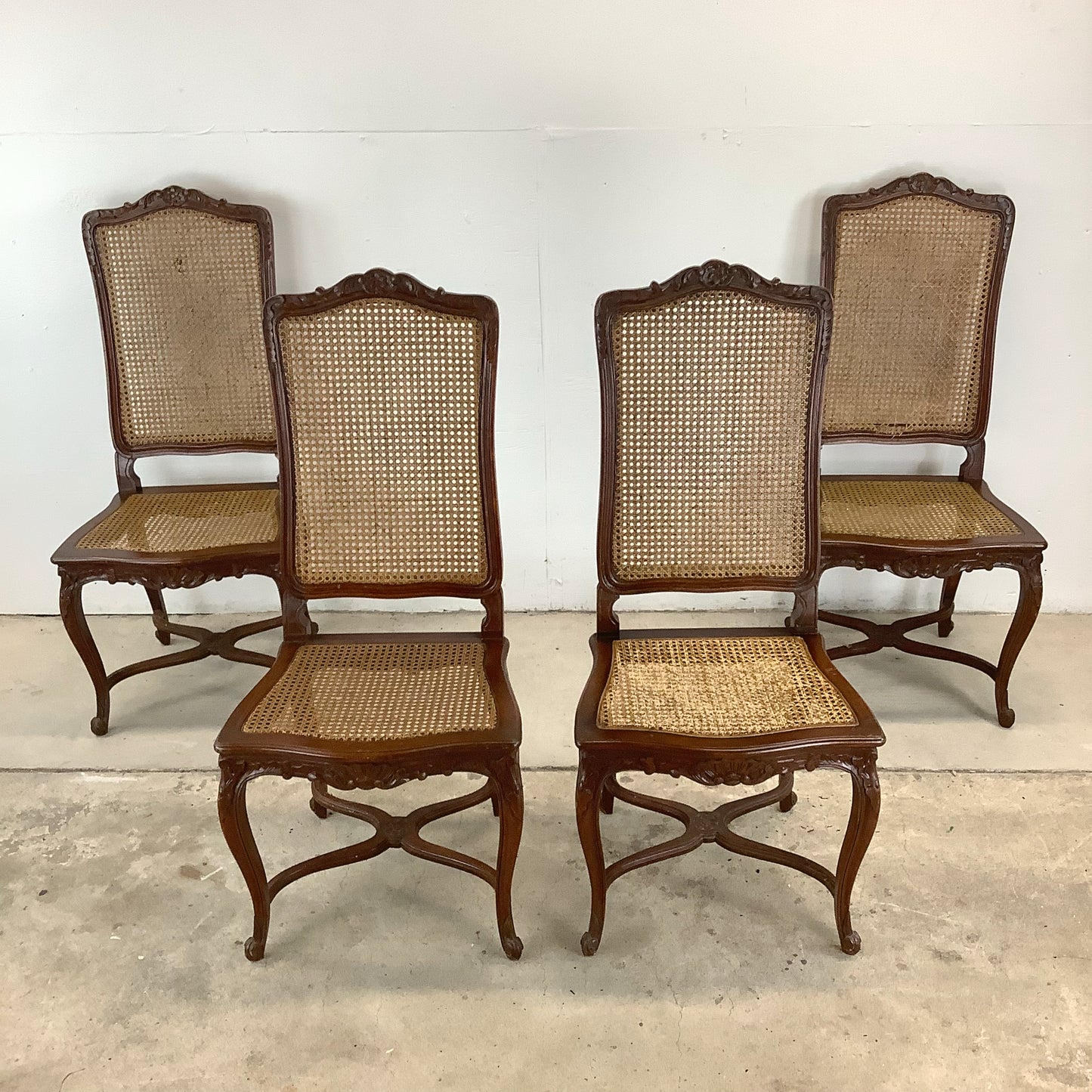 Antique Cane Seat Dining Chairs- set of Four