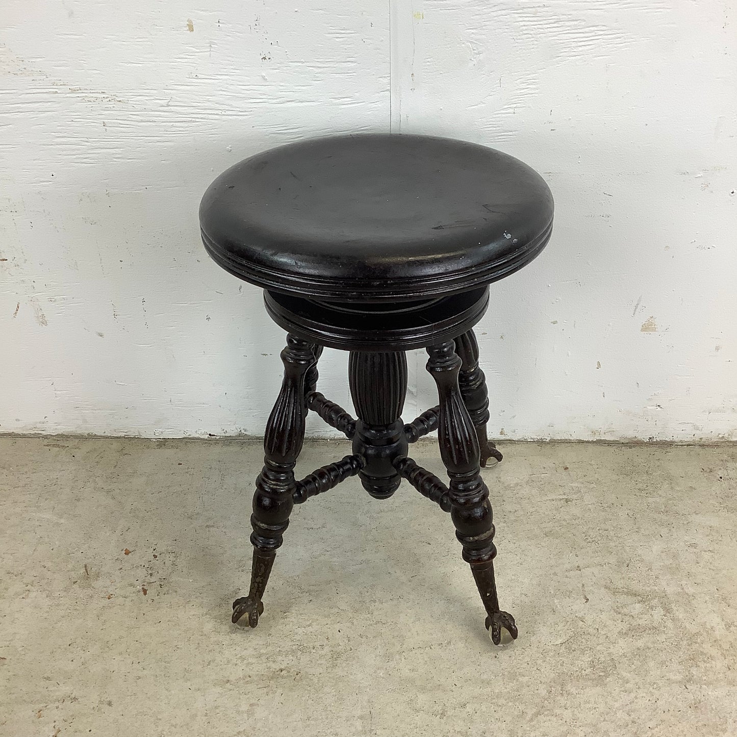 Antique Swivel Stool With Glass Ball Feet