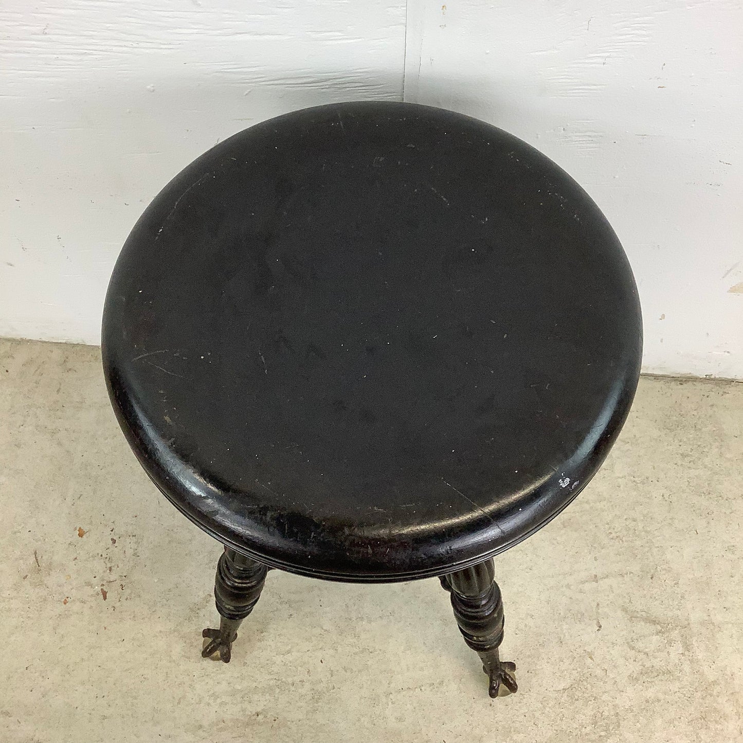 Antique Swivel Stool With Glass Ball Feet