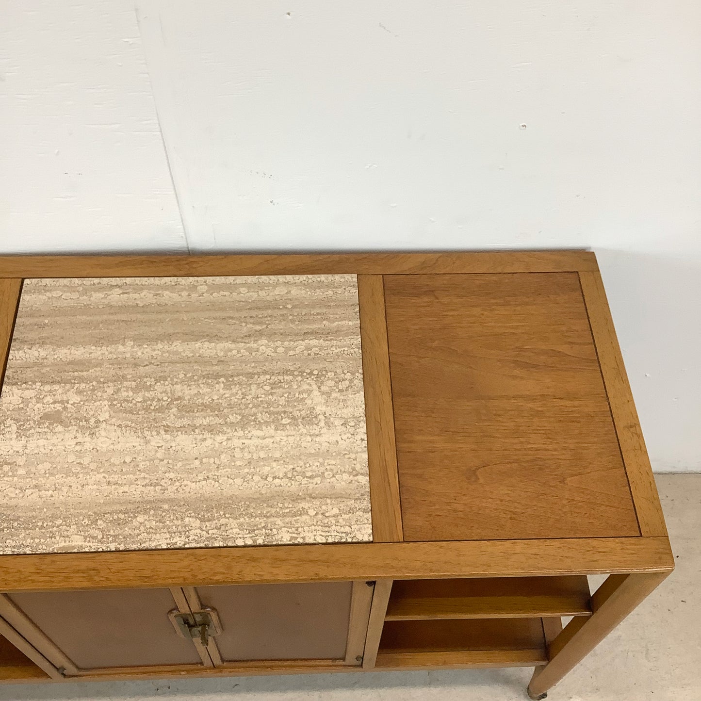 Vintage Rolling Bar Cart With Inlaid Stone Top