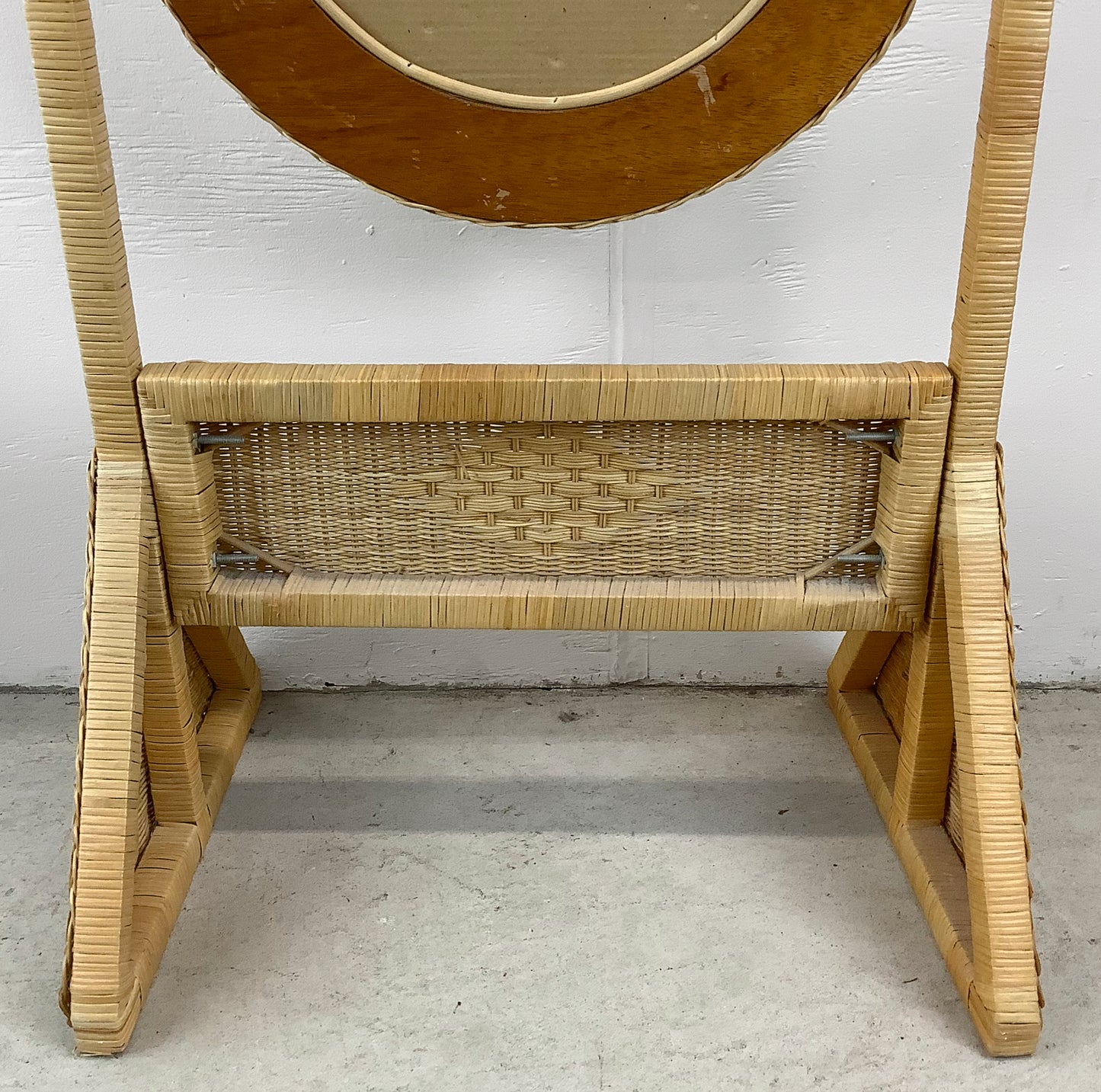 Vintage Wicker Cheval Style Floor Mirror