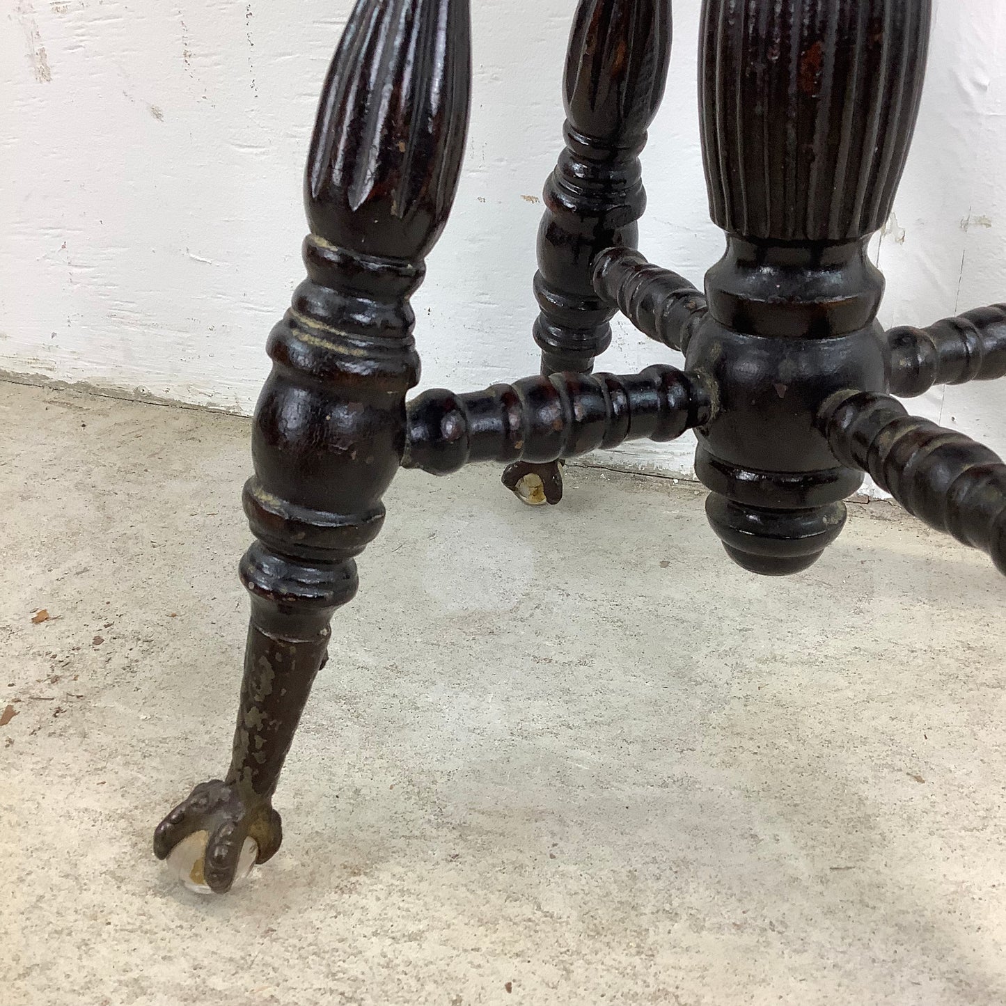 Antique Swivel Stool With Glass Ball Feet