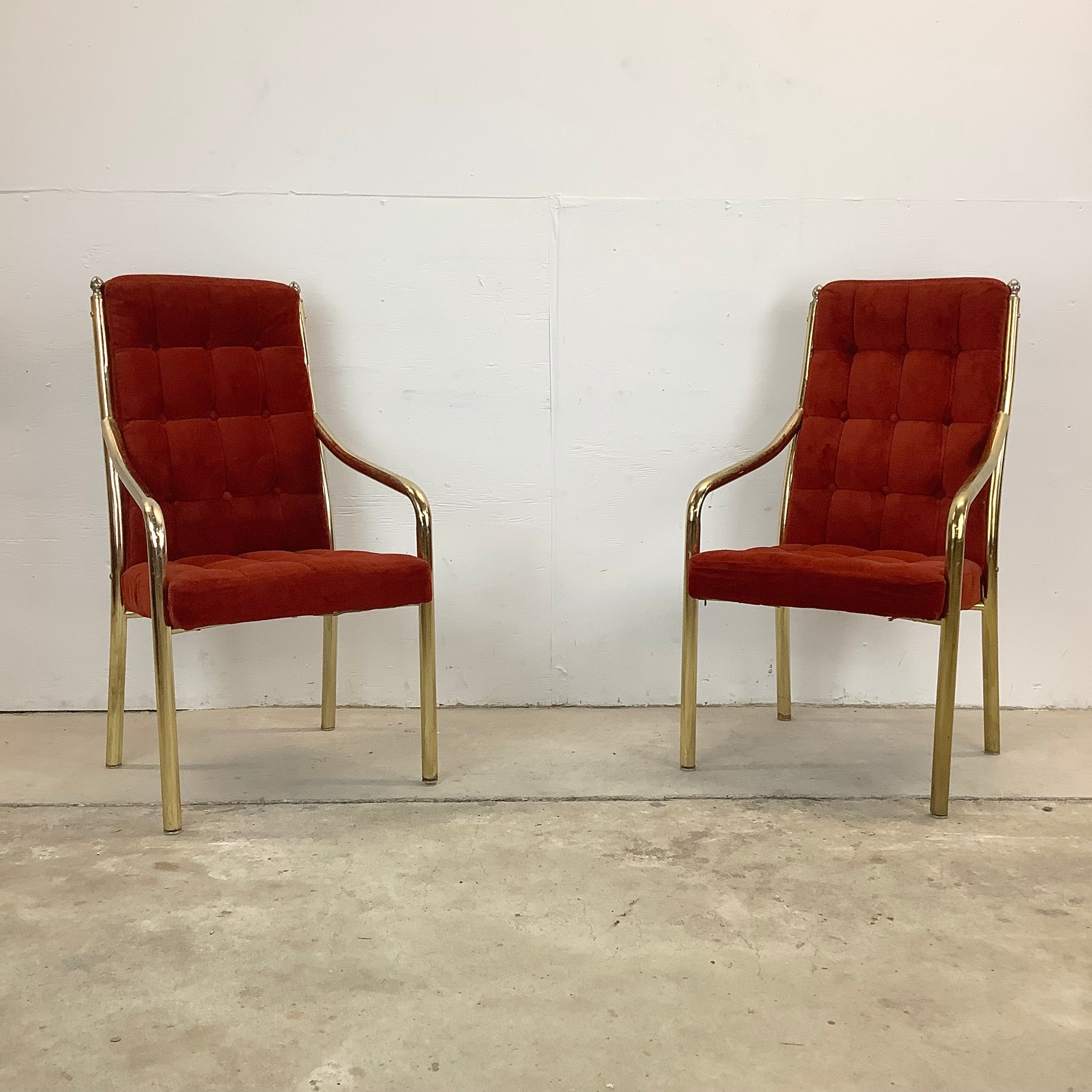 Vintage Modern Highback Red Dining Chairs by Chromcraft Set of