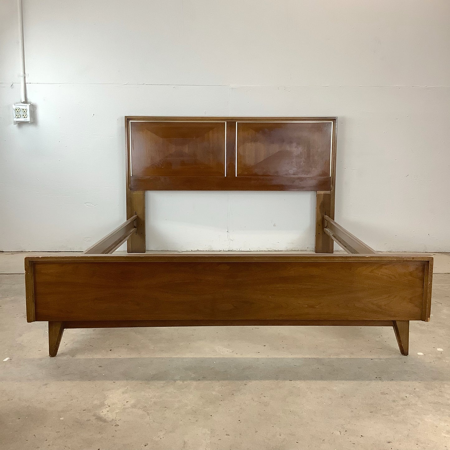 Mid-Century Walnut Headboard w/ Bed Frame- Full Size