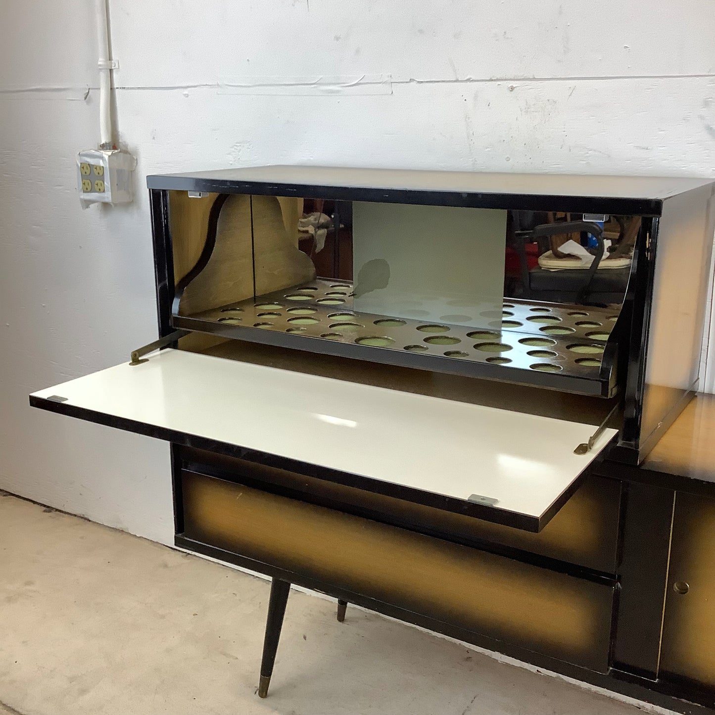 Mid-Century Modern Drop Front Bar Cabinet