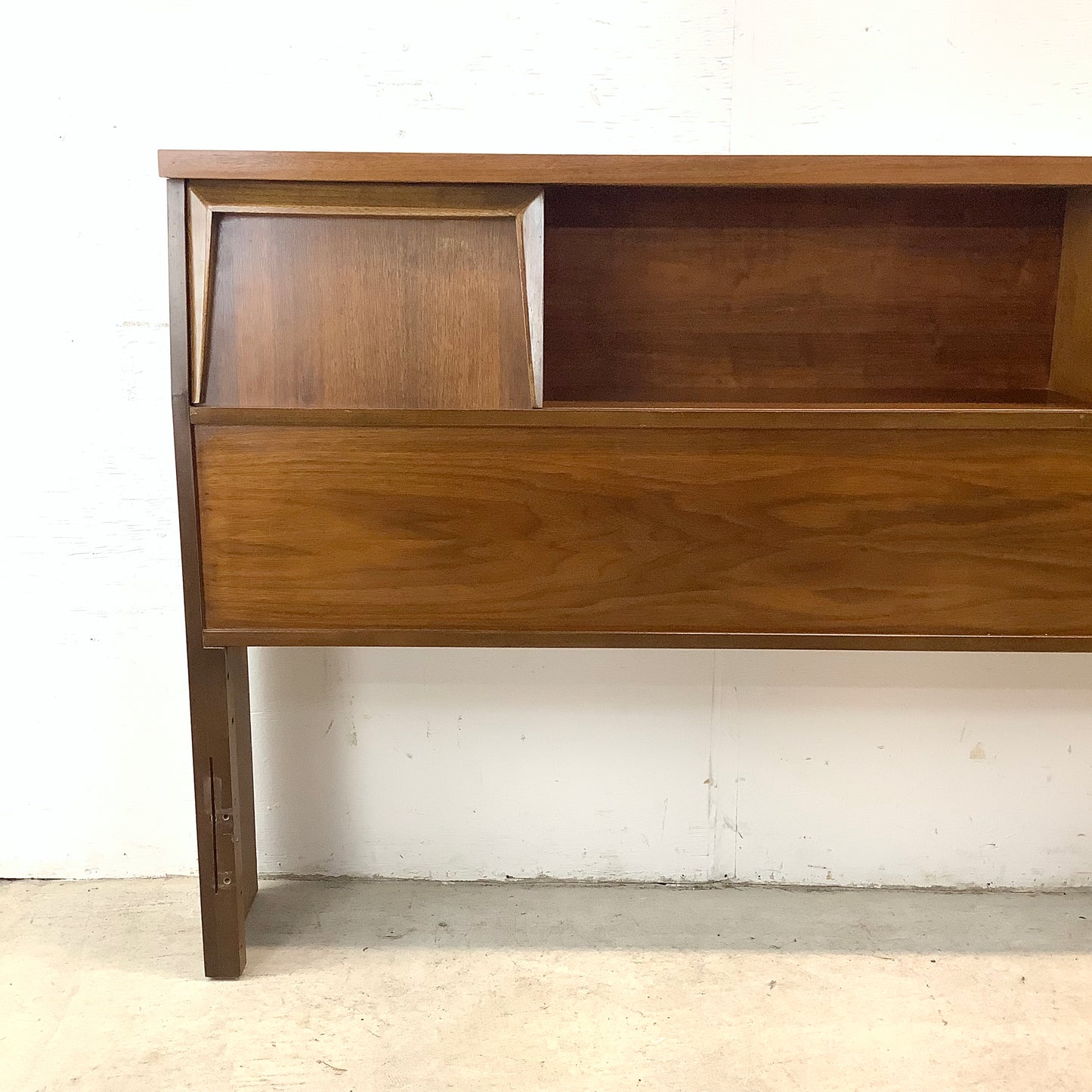 Mid-Century Walnut Storage Headboard- Full