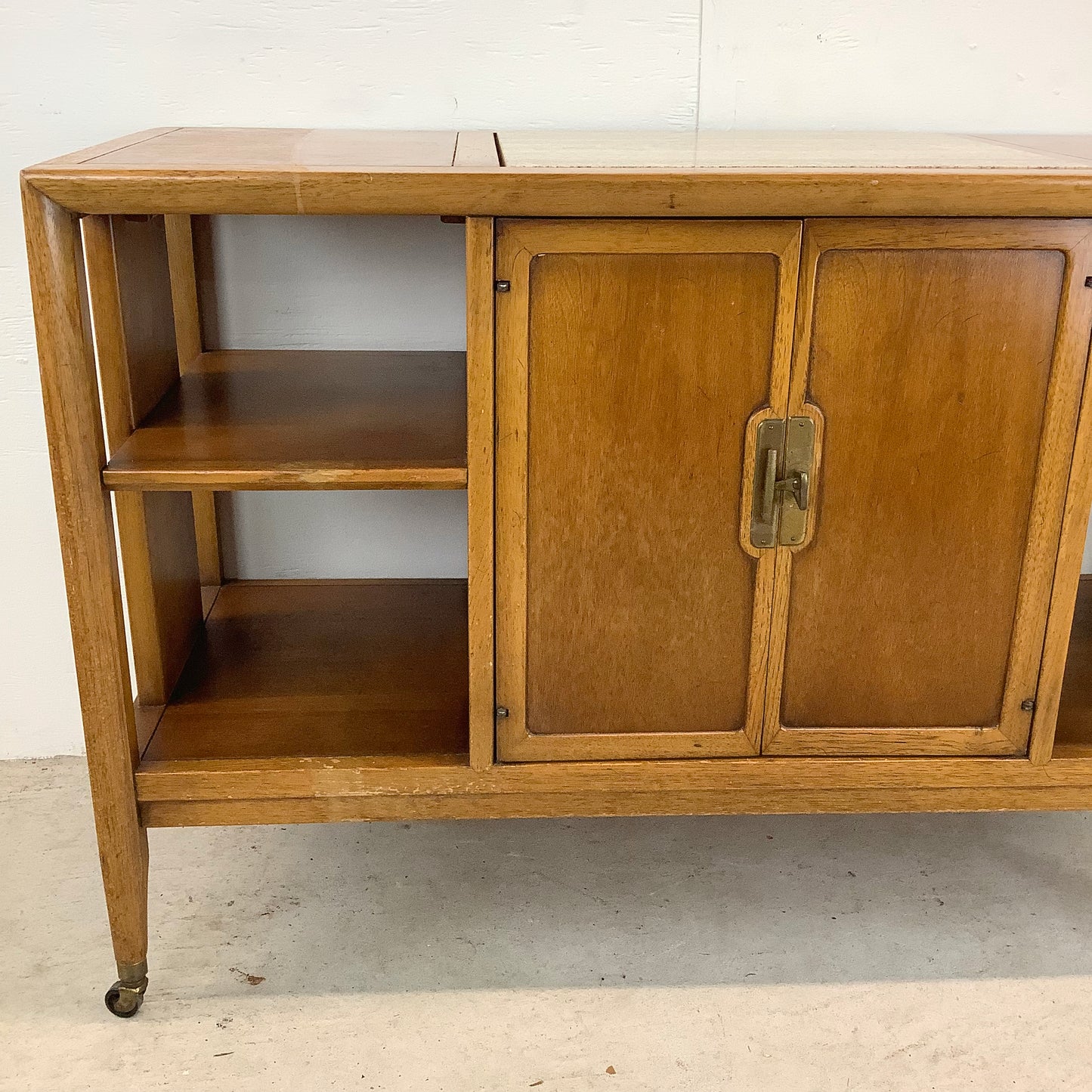 Vintage Rolling Bar Cart With Inlaid Stone Top