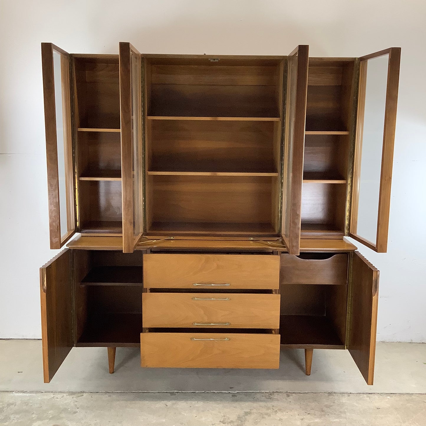 Danish Modern Walnut Sideboard With Display Topper