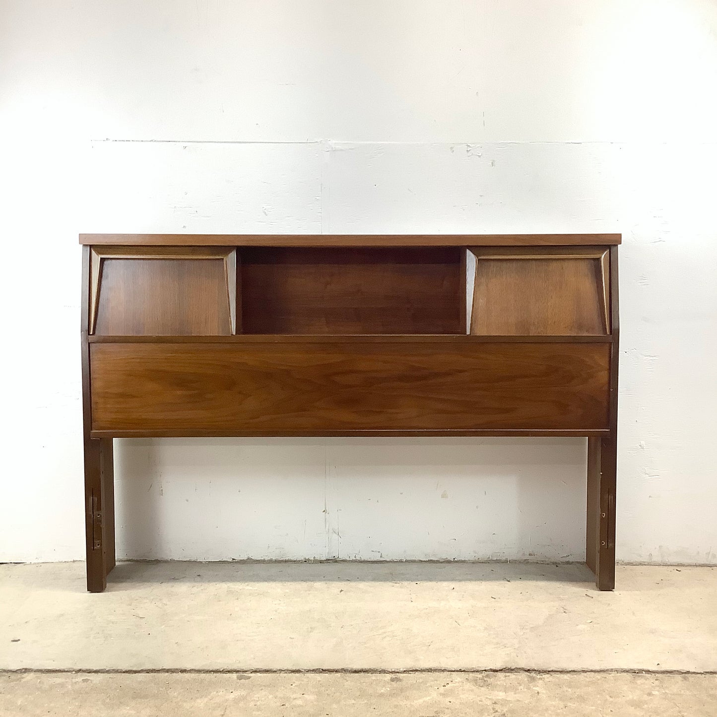 Mid-Century Walnut Storage Headboard- Full