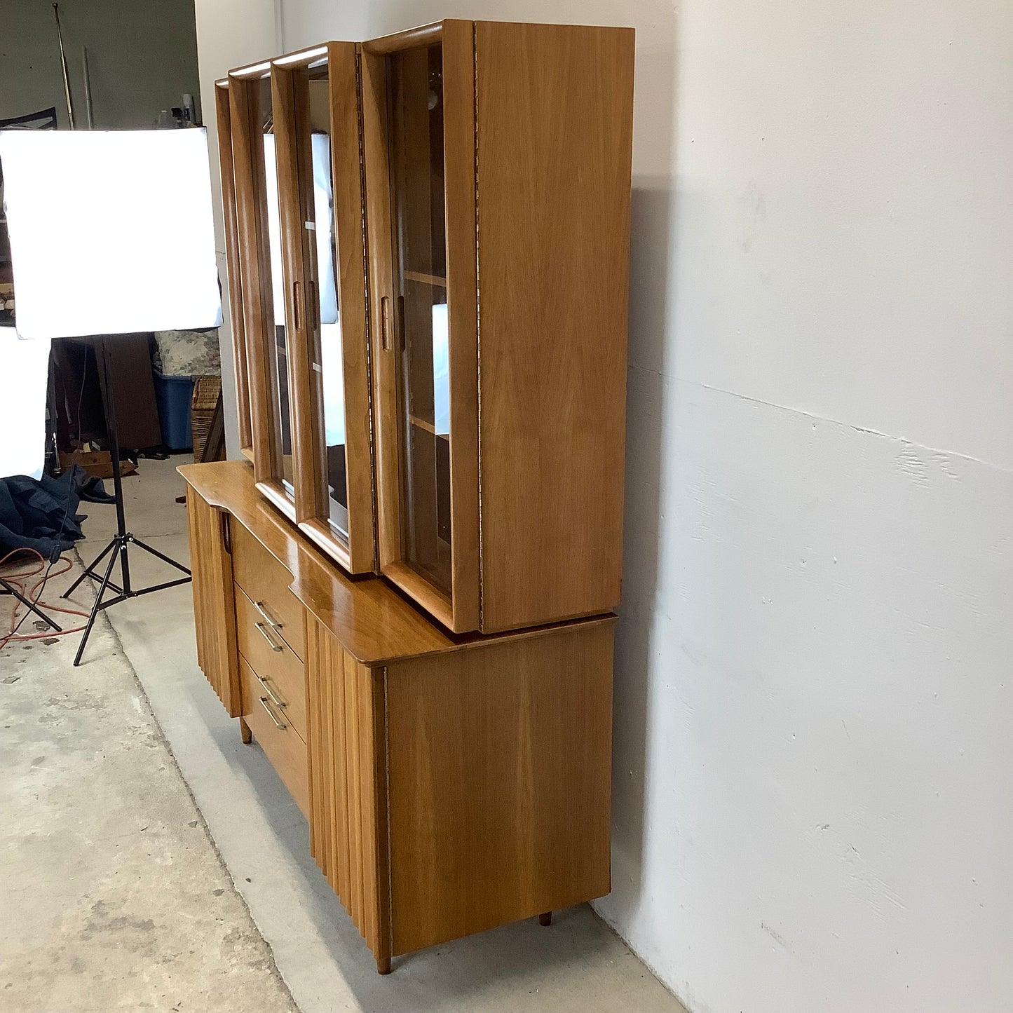 Danish Modern Walnut Sideboard With Display Topper