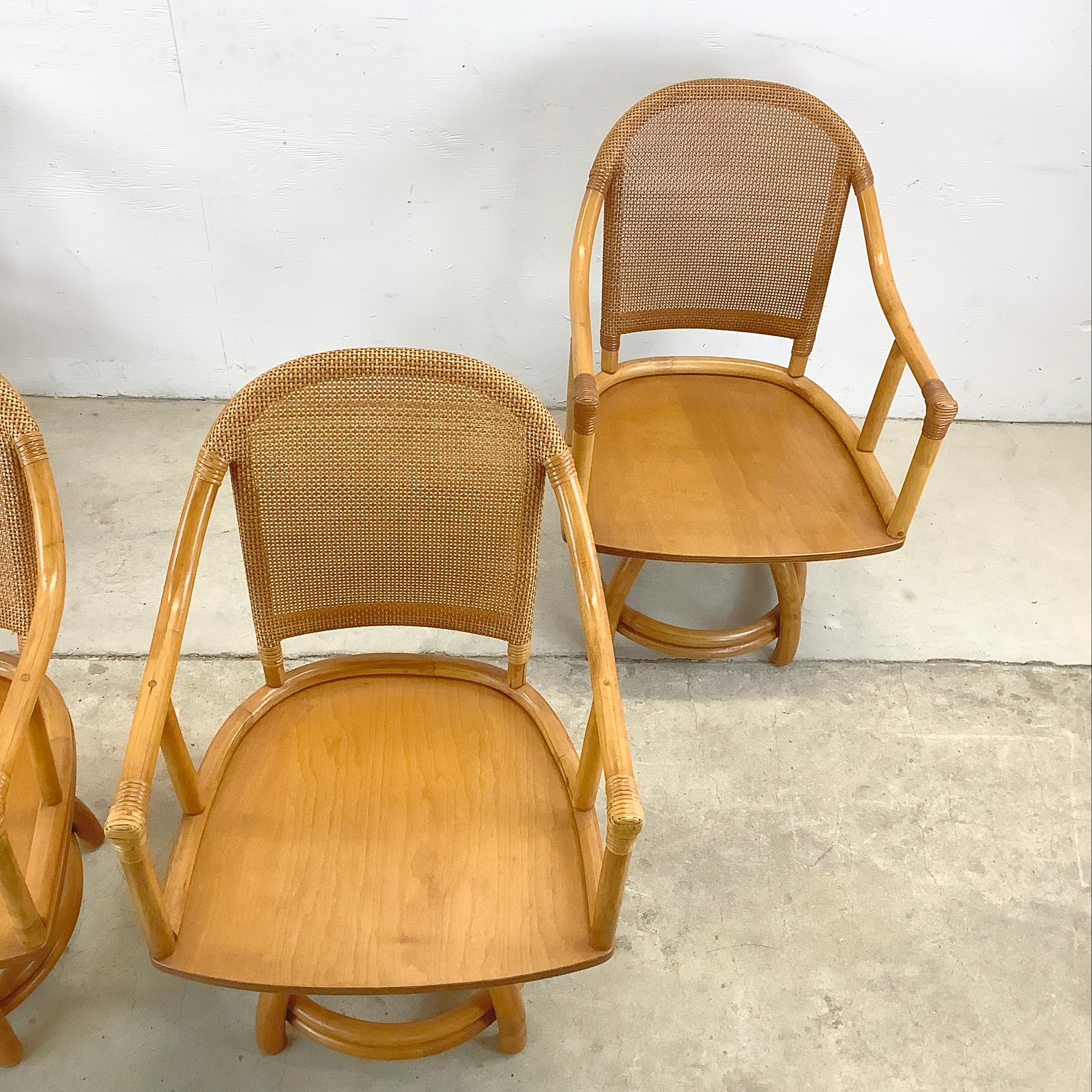 Vintage Modern Rattan Swivel Chairs Four secondhand stories