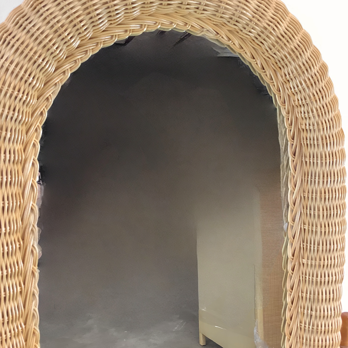 Vintage Wicker Cheval Style Floor Mirror