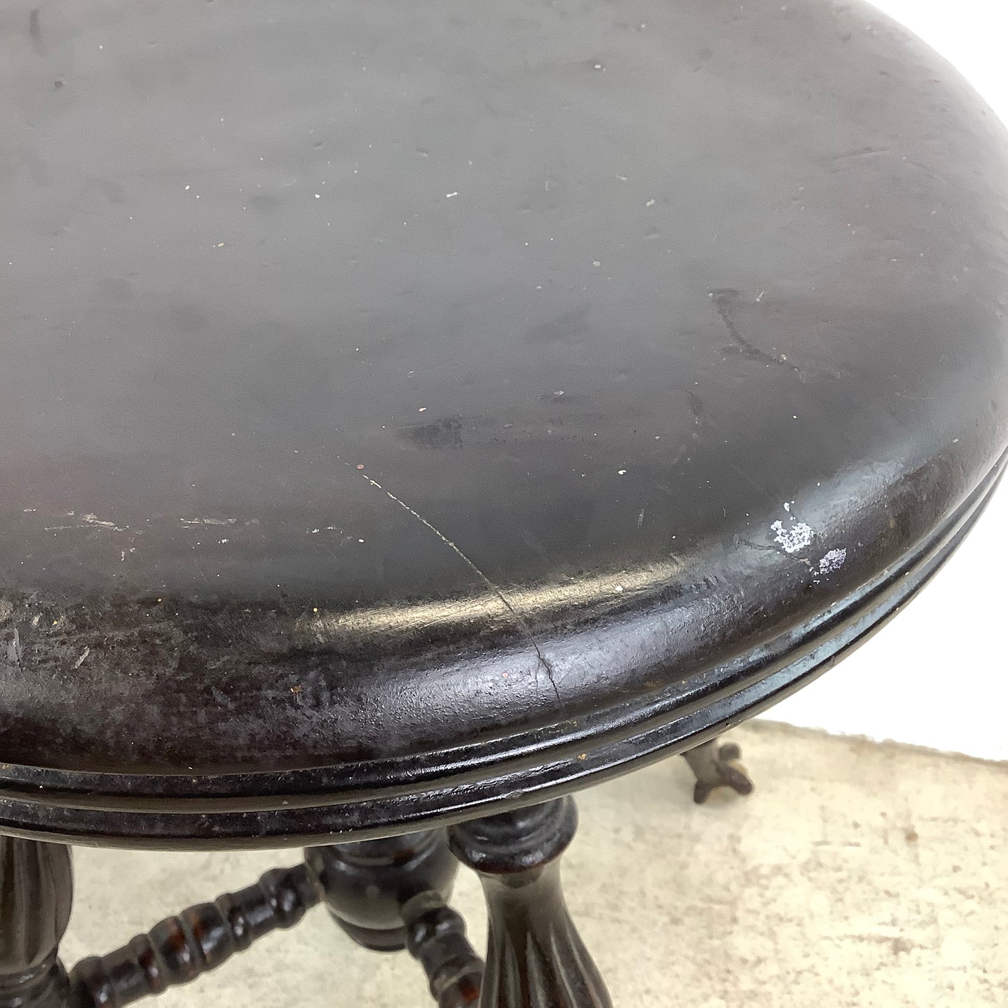 Antique Swivel Stool With Glass Ball Feet