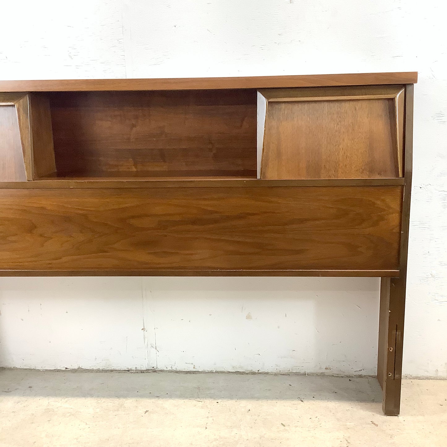 Mid-Century Walnut Storage Headboard- Full