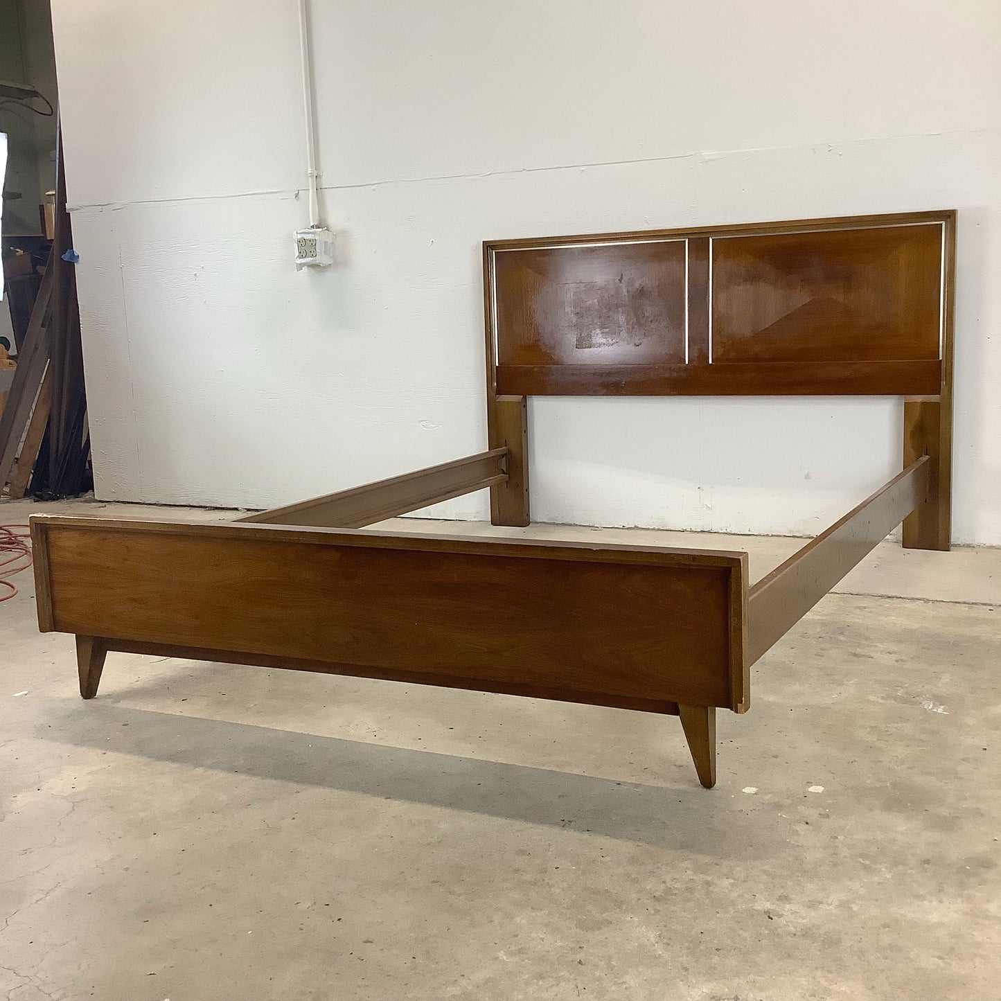 Mid-Century Walnut Headboard w/ Bed Frame- Full Size