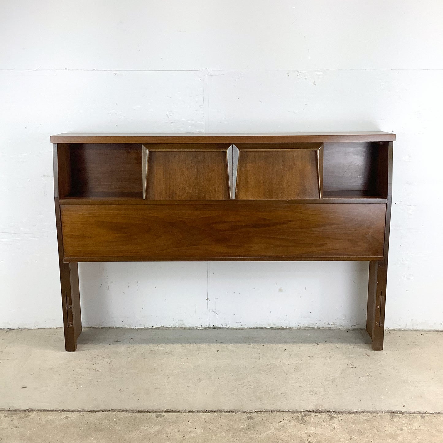 Mid-Century Walnut Storage Headboard- Full