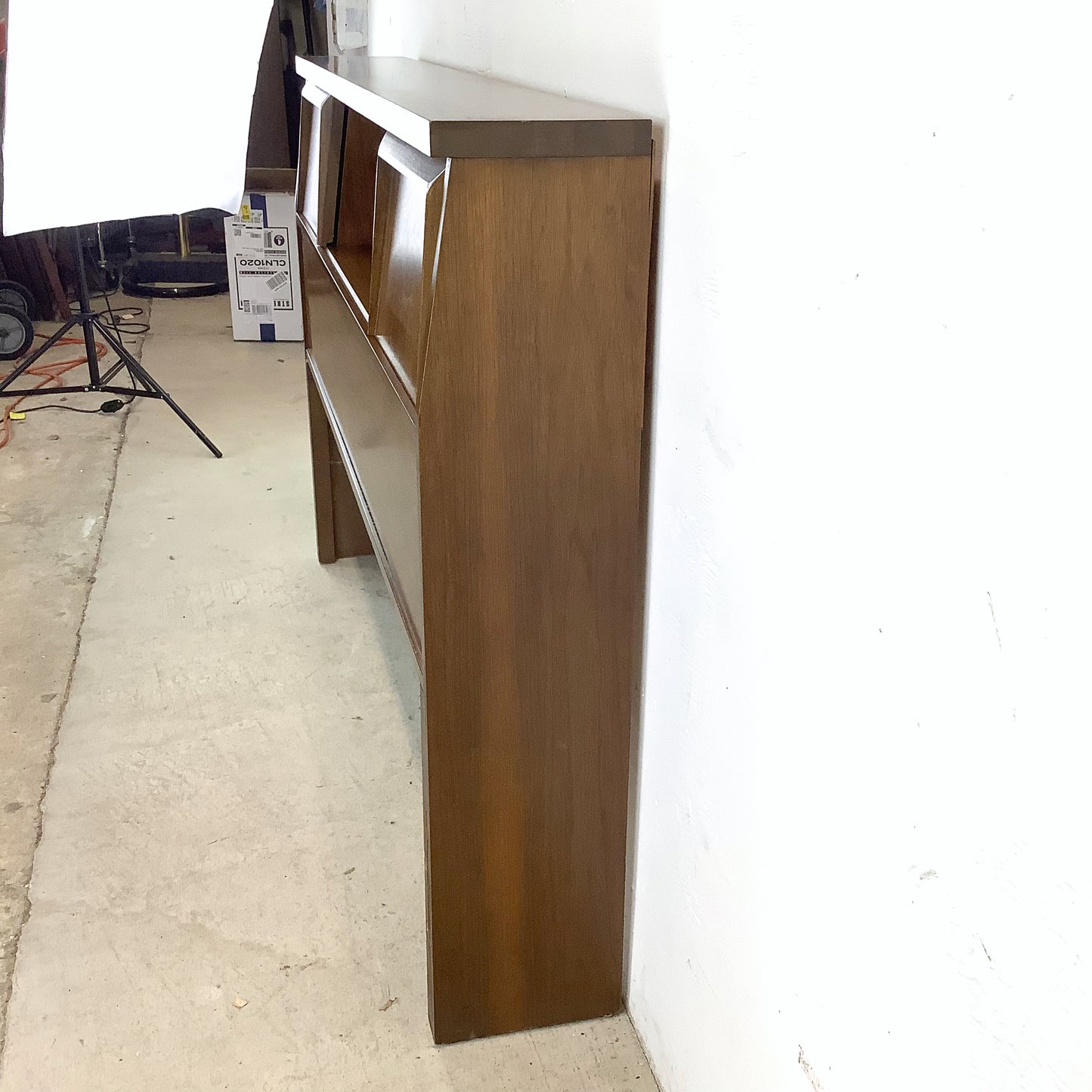 Mid-Century Walnut Storage Headboard- Full