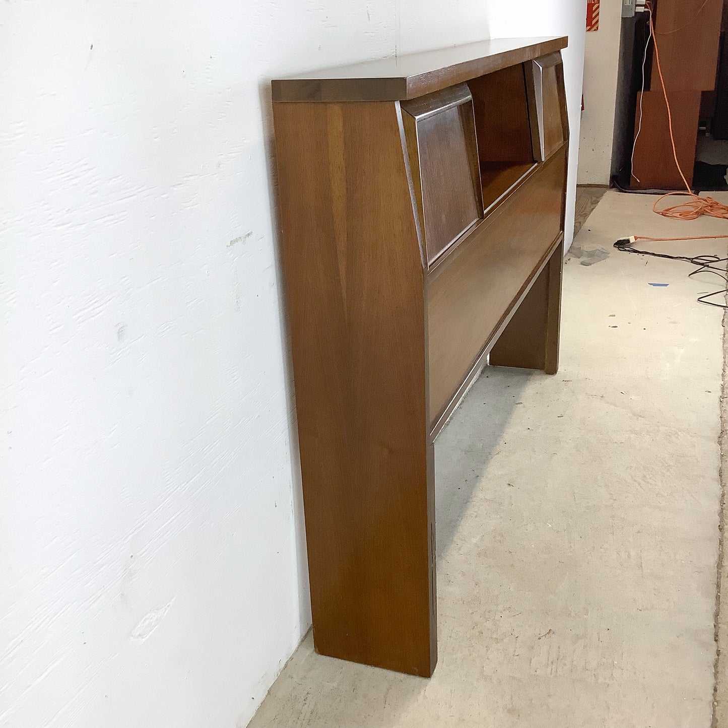 Mid-Century Walnut Storage Headboard- Full