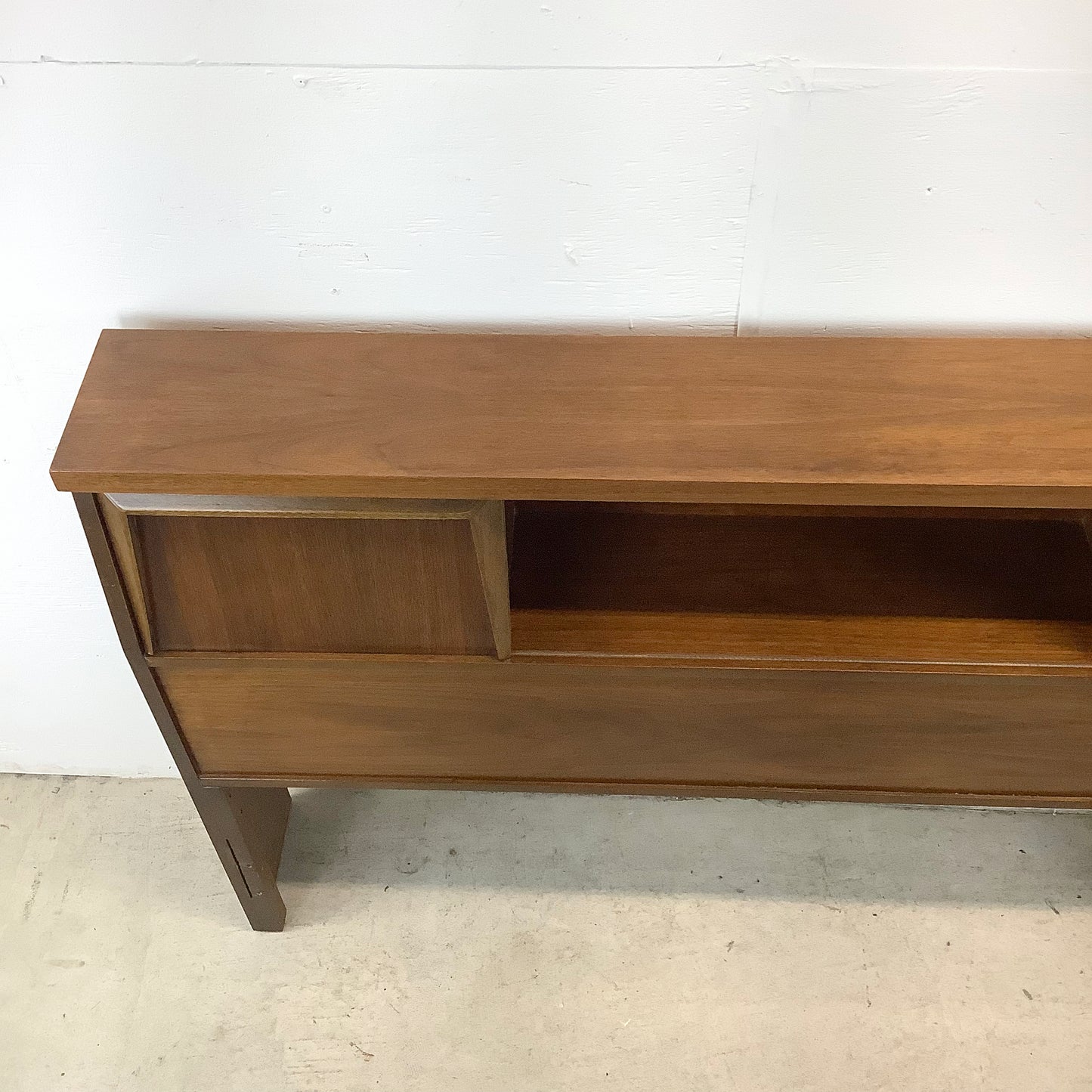 Mid-Century Walnut Storage Headboard- Full