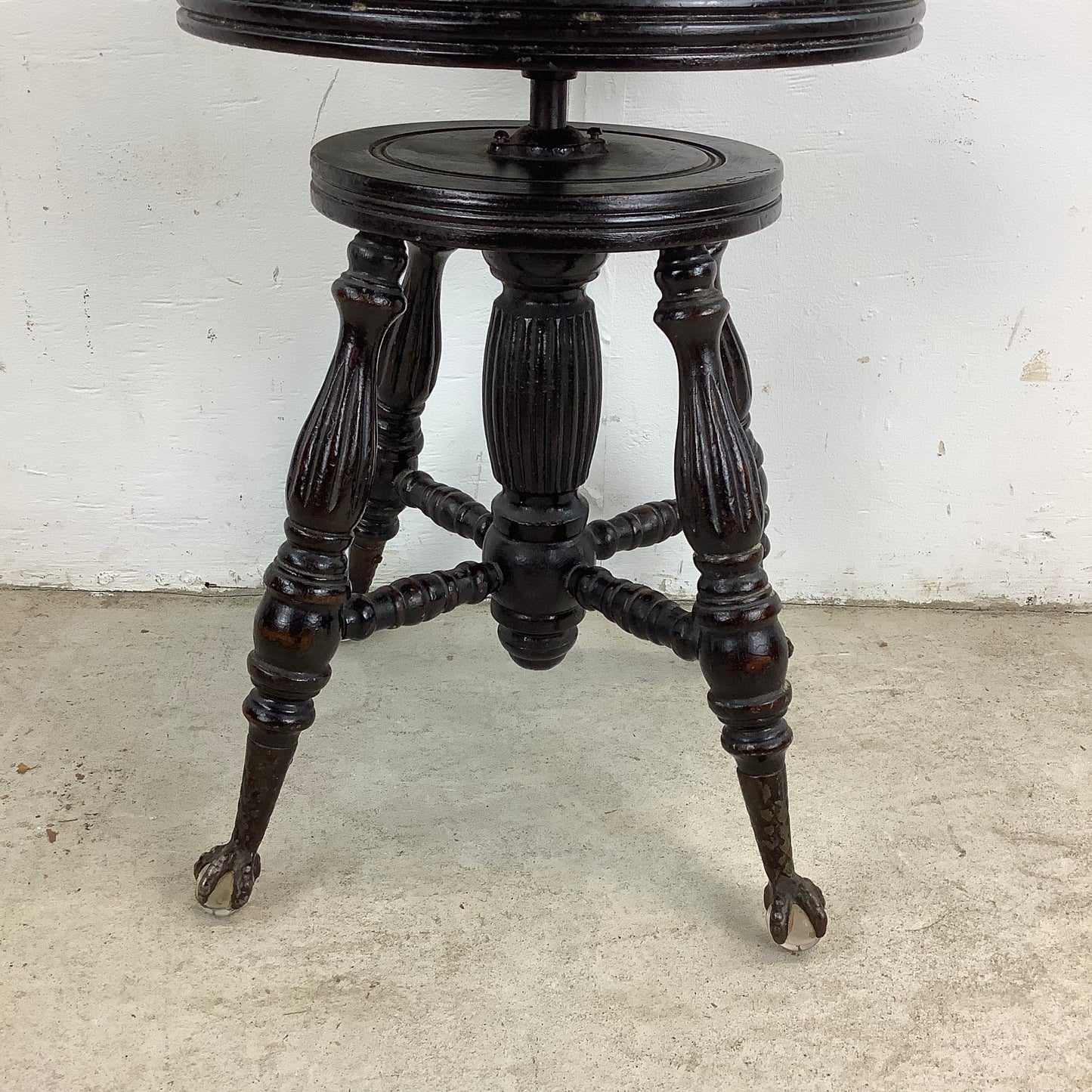 Antique Swivel Stool With Glass Ball Feet