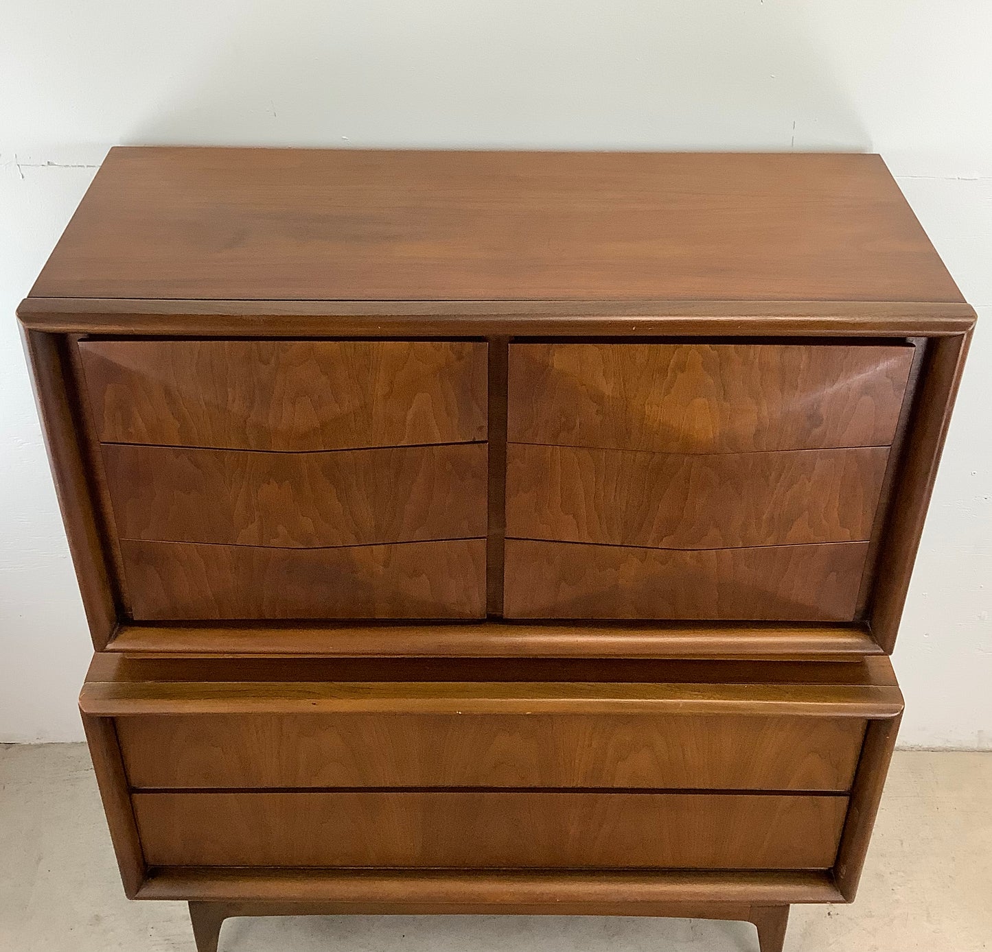 Mid-Century Diamond Front Highboy Dresser