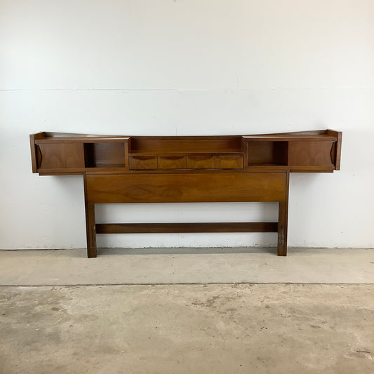 Mid-Century Walnut Storage Headboard