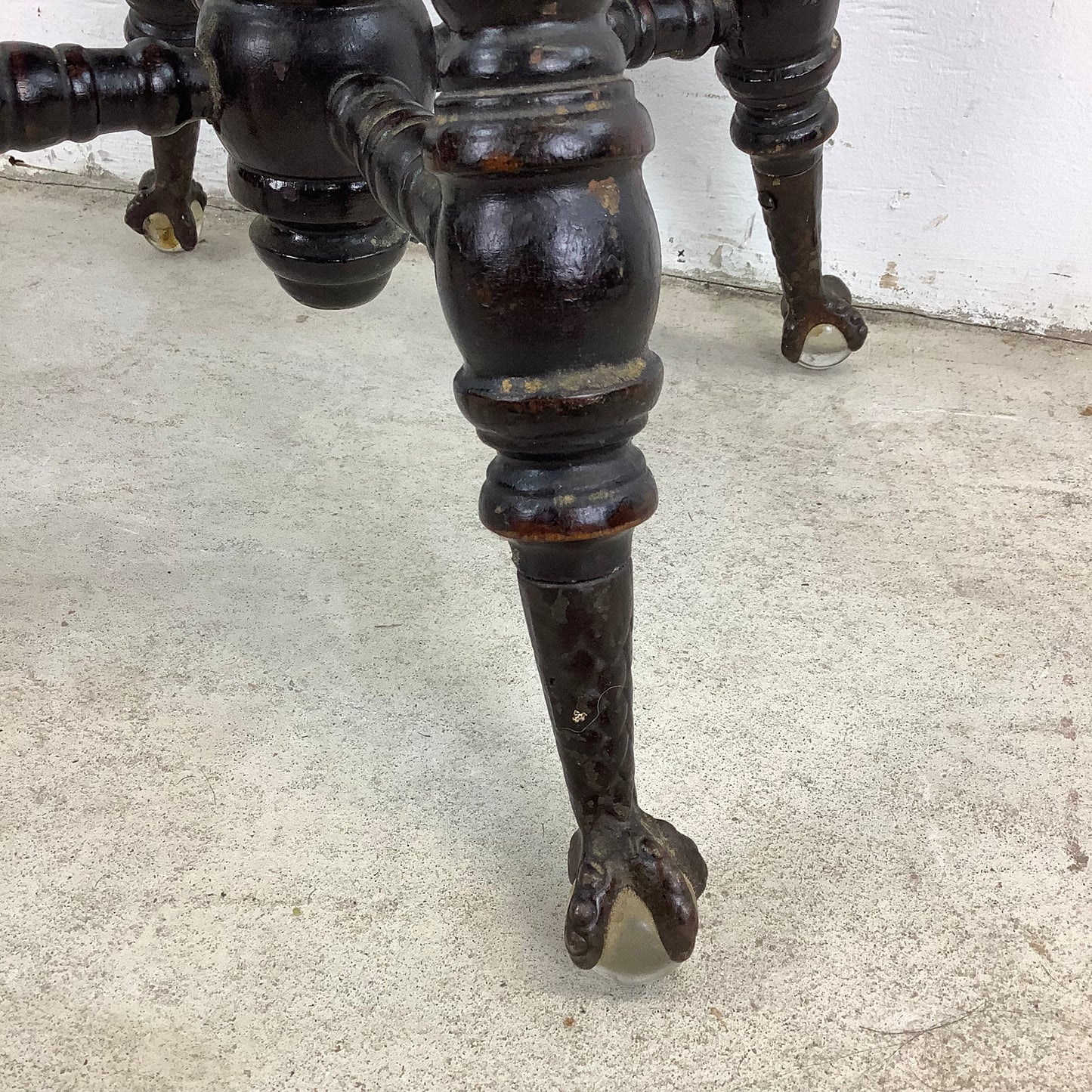 Antique Swivel Stool With Glass Ball Feet