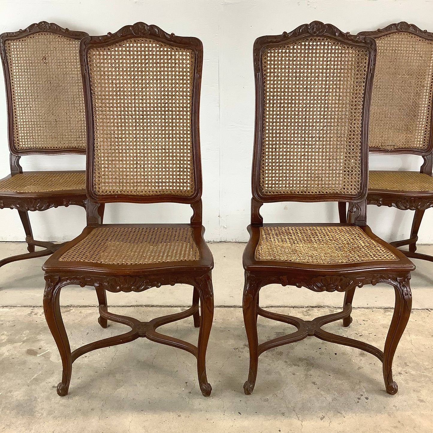 Antique Cane Seat Dining Chairs- set of Four