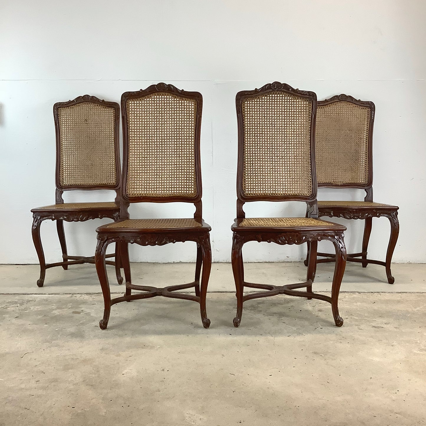 Antique Cane Seat Dining Chairs- set of Four