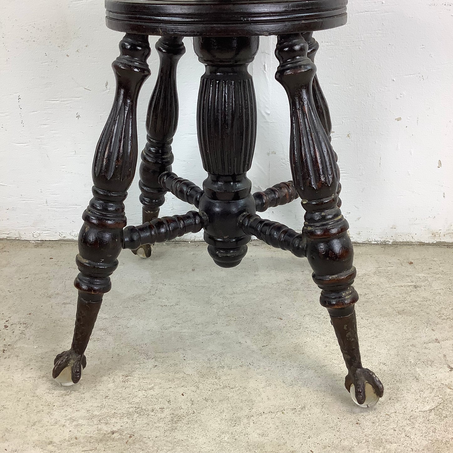 Antique Swivel Stool With Glass Ball Feet