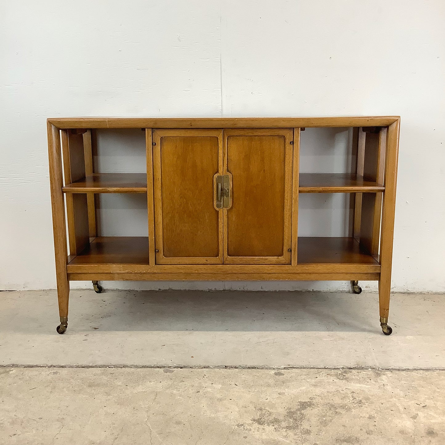 Vintage Rolling Bar Cart With Inlaid Stone Top