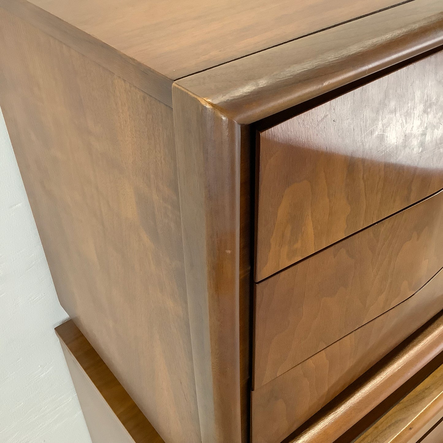 Mid-Century Diamond Front Highboy Dresser