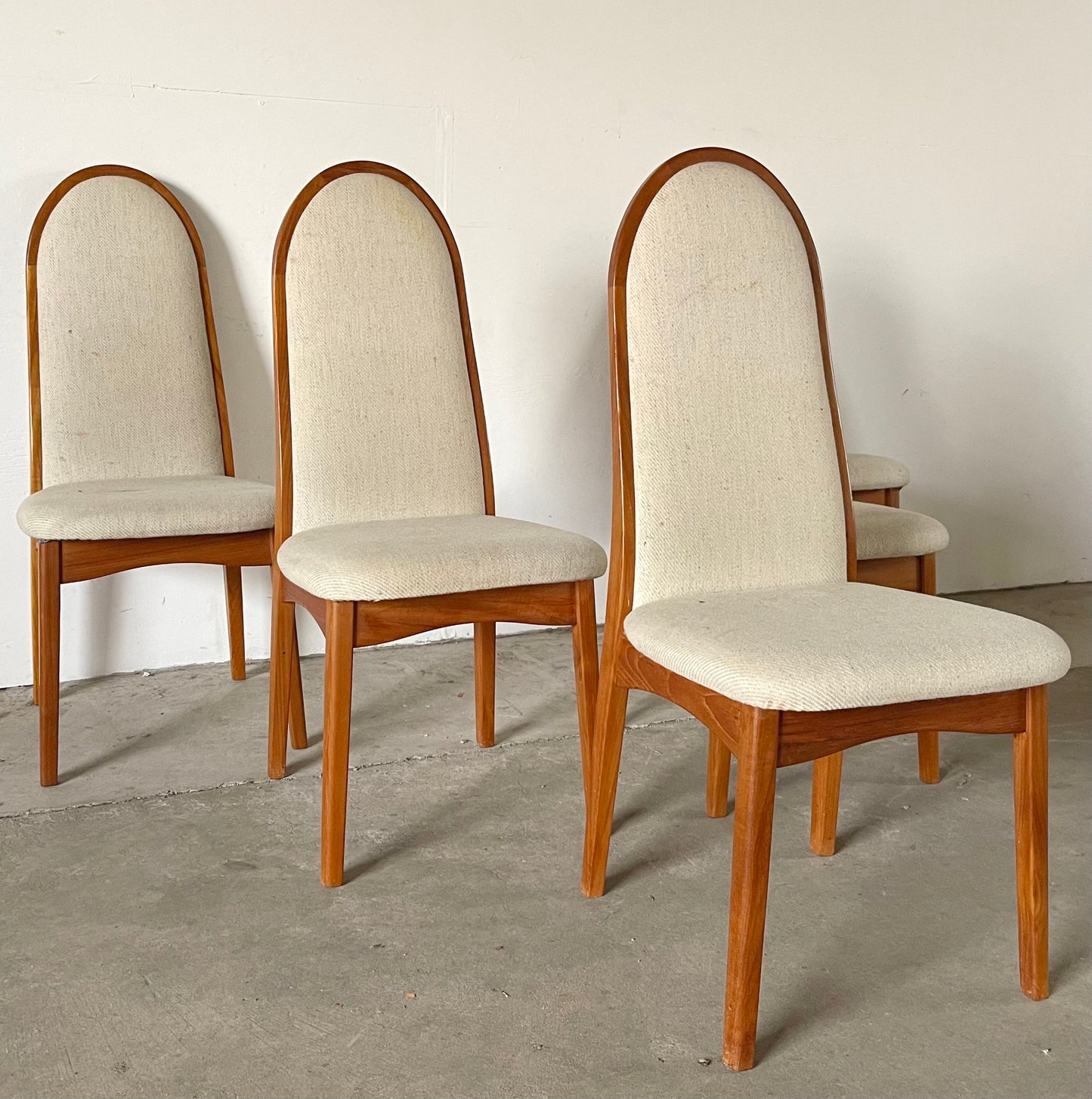 Vintage Modern Highback Teak Dining Chairs- Set of Five