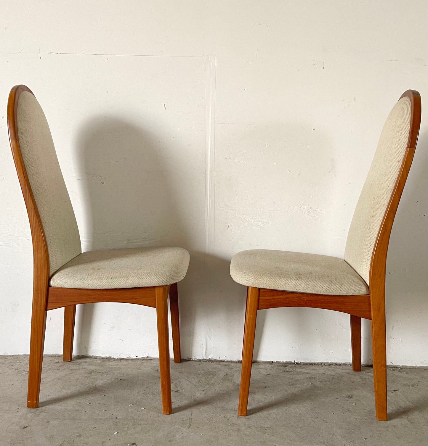 Vintage Modern Highback Teak Dining Chairs- Set of Five