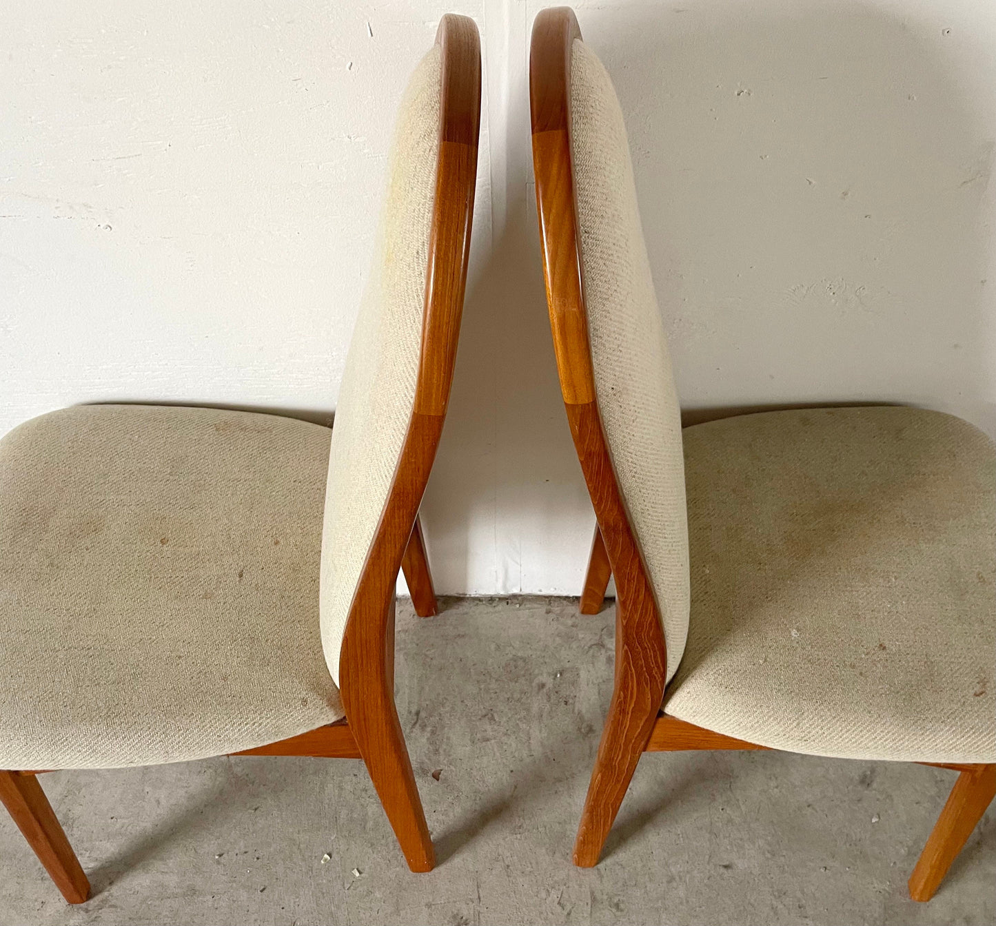 Vintage Modern Highback Teak Dining Chairs- Set of Five