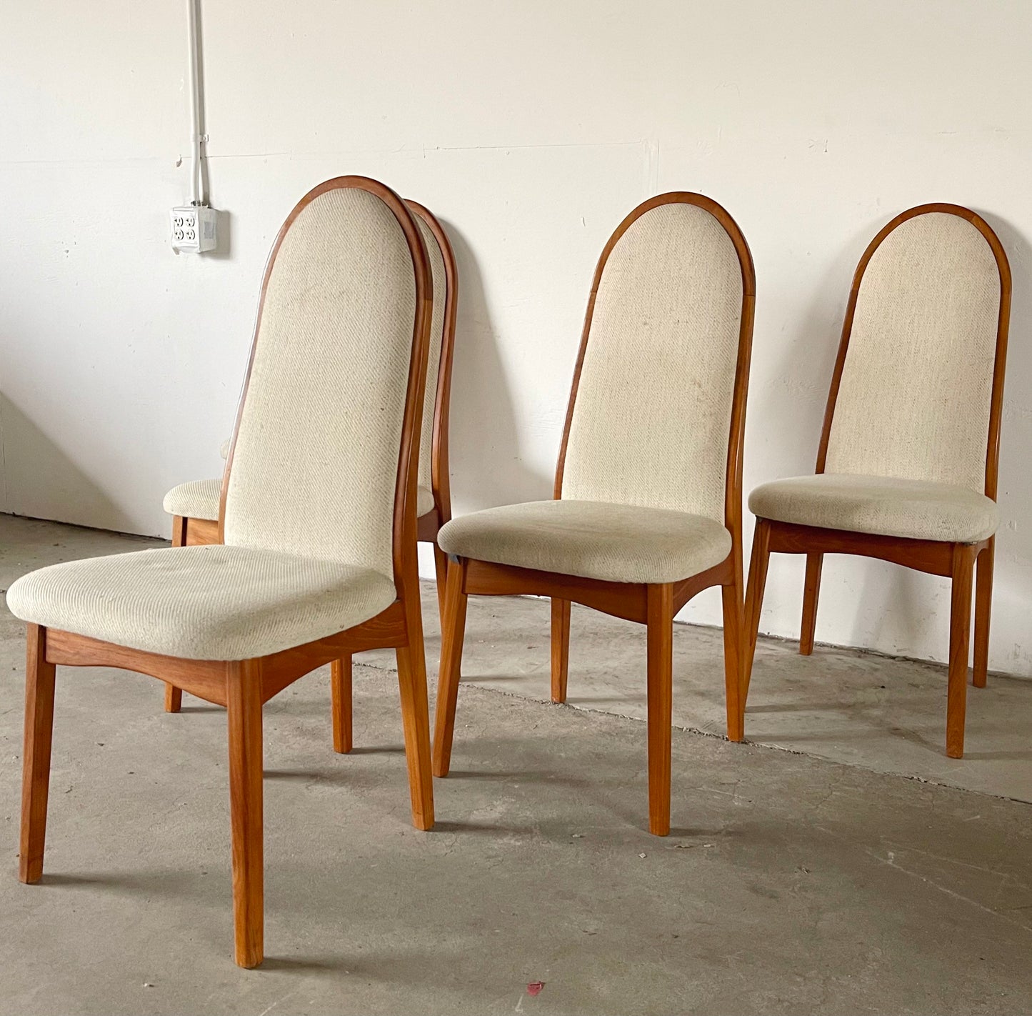 Vintage Modern Highback Teak Dining Chairs- Set of Five