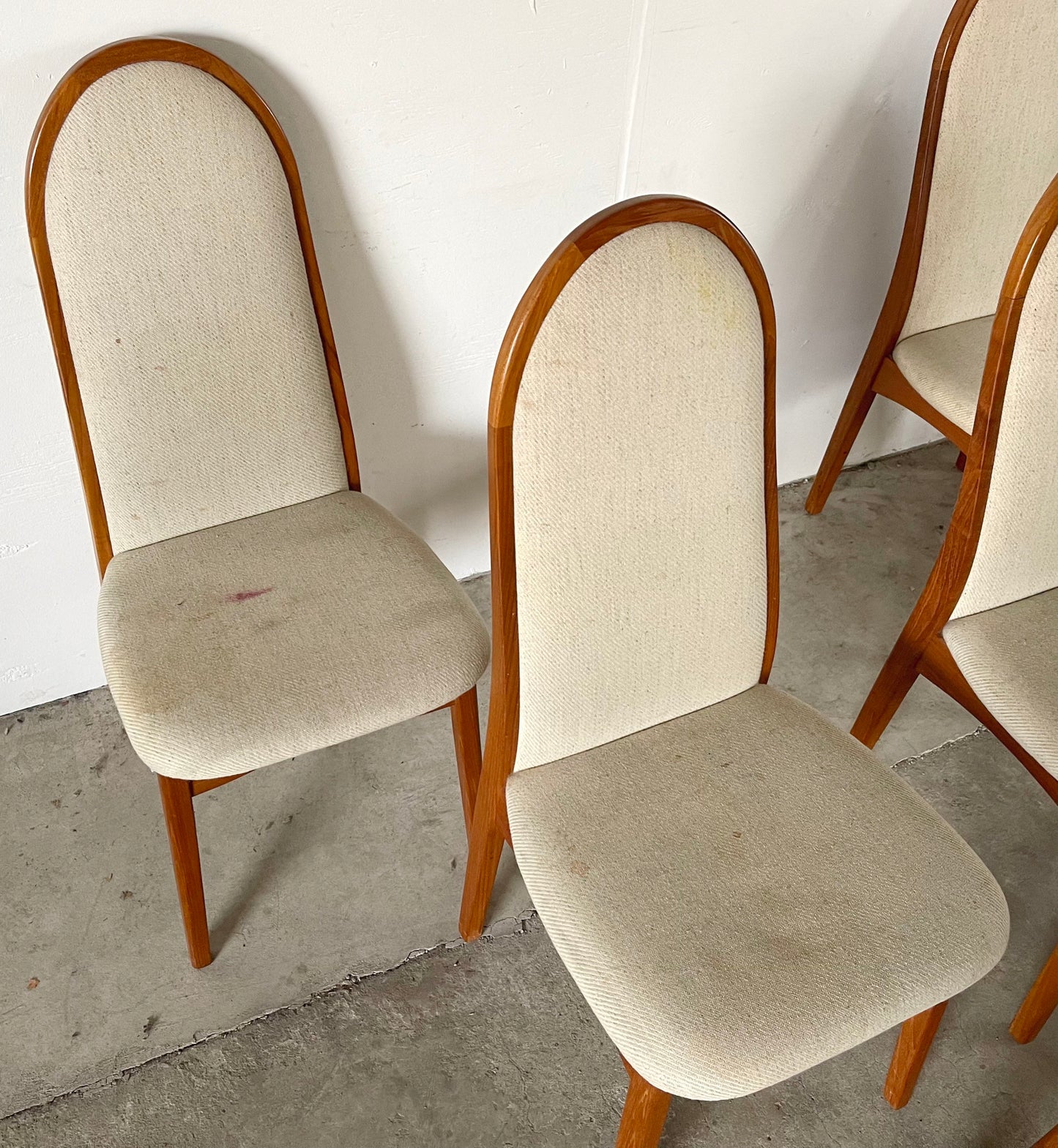 Vintage Modern Highback Teak Dining Chairs- Set of Five