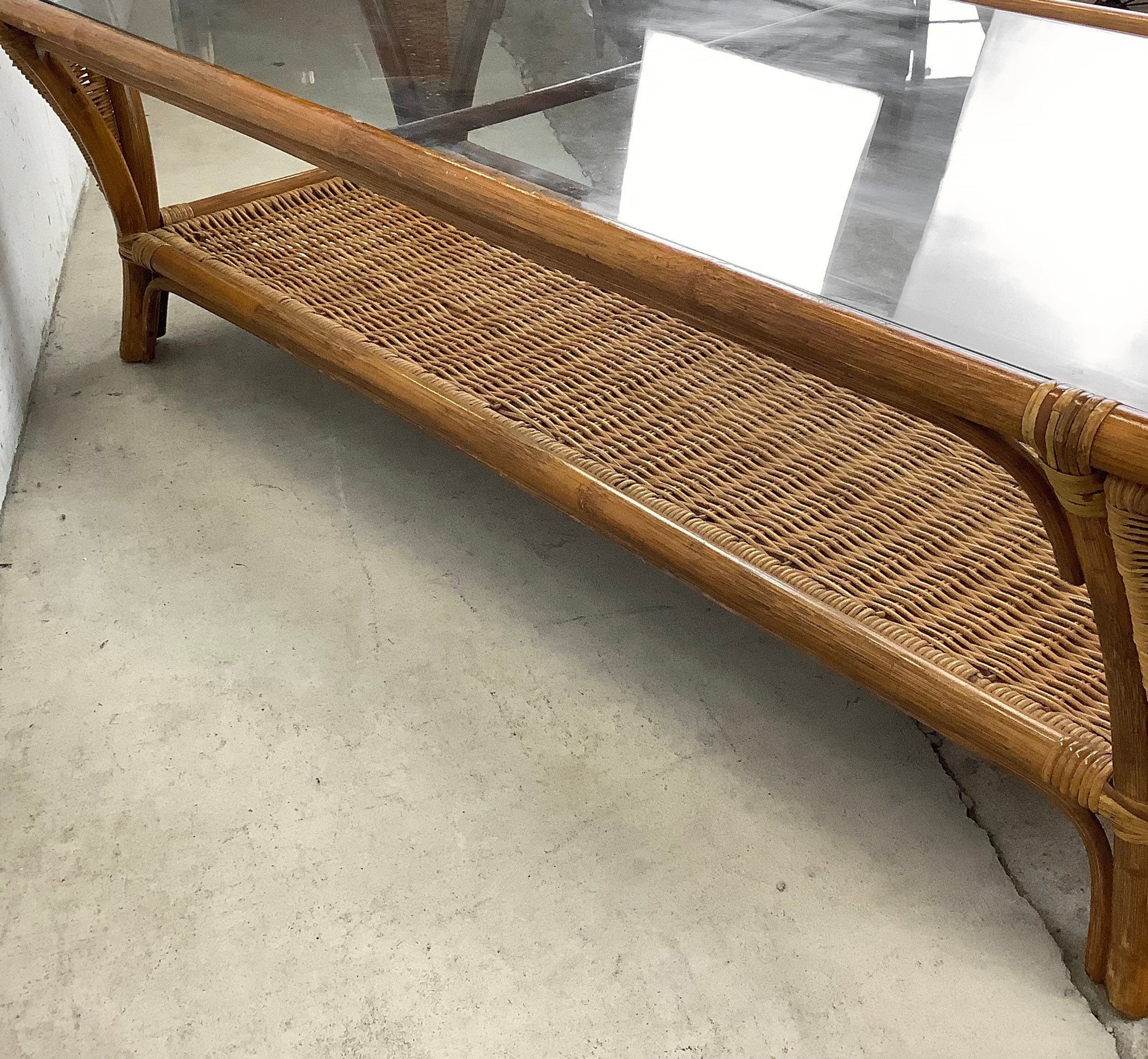 Vintage Modern Faux Bamboo And Glass Top Coffee Table – secondhand stories
