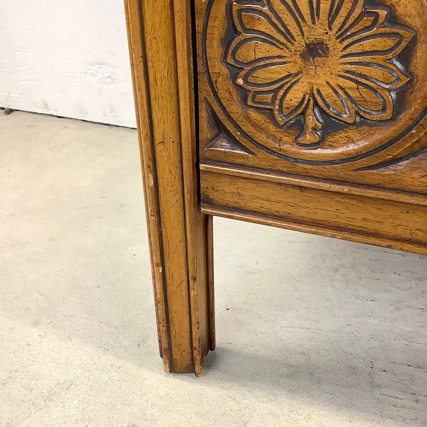 Vintage Storage Coffee Table With Stone Top